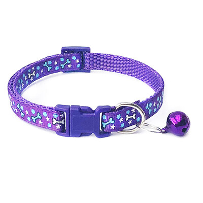 

2Pcs Pet Collar With Bell Safety Buckle Adjustable Kitten Small Dogs Cats Printing Bone Collars Pet Supplies