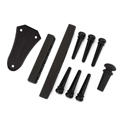 

10pcs Acoustic Guitar Accessories Kit Ebony Material with End Pin Bridge Guitar Nut Bridge Pins Truss Rod Cover