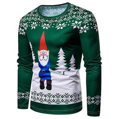 

Santa Claus Christmas Print Long Sleeves Tee