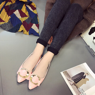 

Spring - Autumn single - pointed flat - bottom shoes women shallow flat heel shoes womens soft - bottomed work shoes womens bean