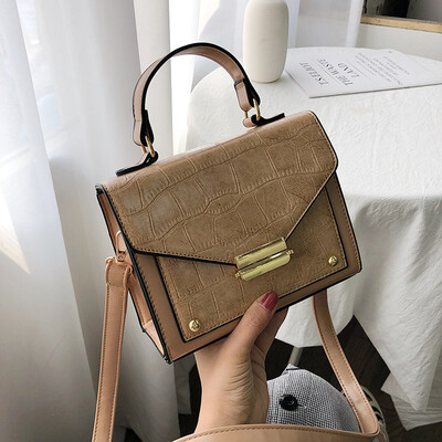 

Tailored Fashion Women Single Shoulder Small Square Bag Stone Texture Zipper Bag
