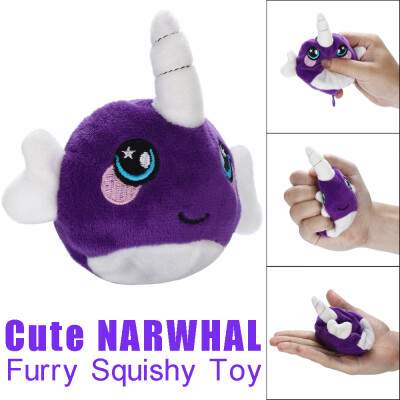 

YIWULA9cm Furry Squishies Cute Narwhal Foamed Stuffed Slow Rising Squeeze Stress Toys