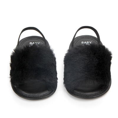 

Baby Infant Girls Soft Sole Shoes Plush Slide Sandal First Walkers Anti-slip Walking Shoes