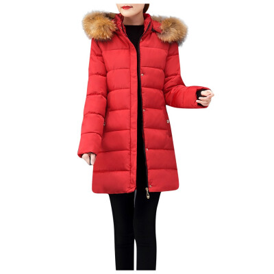 

Toponeto Women Fashion Outerwear Long Cotton-padded Jackets Pocket Button Hooded Coats