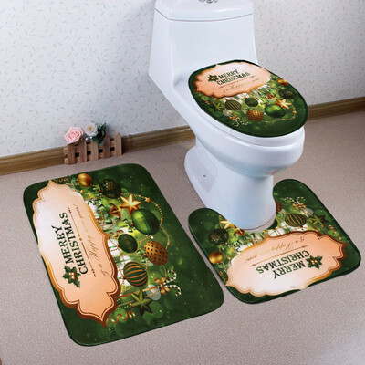 

Tailored 3PCS Christmas Bathroom Non-Slip Pedestal Rug Lid Toilet Cover Bath Mat Set
