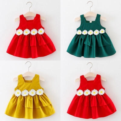 

Baby Girls Sleeveless Dress Floral Tulle Party Wedding Jumper Skirt Sundress US