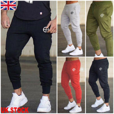 

UK Men Slim Fit Jogger Sports Gym Bodybuilding Running Track Trousers Sweatpants