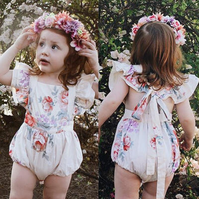 

Cute Newborn Kid Baby Girl Clothes Summer Ruffle Floral Romper One Piece Outfit Sunsuit