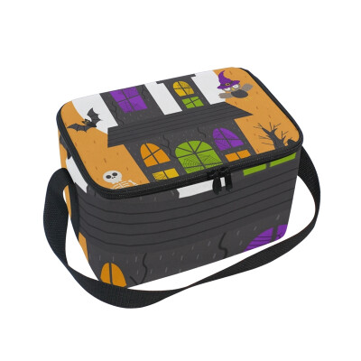 

ALAZA Lunch Box Insulated Lunch Bag Large Cooler Halloween Card Design With Castle Tote Bag