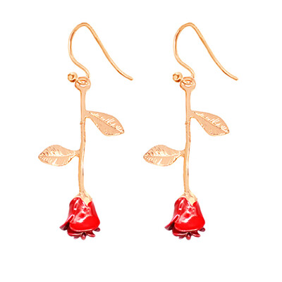 

Pretty 1Pair Charm Red Rose Pendant Earrings Women Jewelry Gift Trendy Item