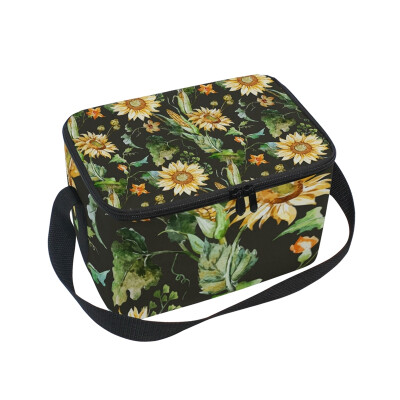 

Lunch Box Insulated Lunch Bag Large Cooler Sunflower Pattern Tote Bagfor Kids Men Women