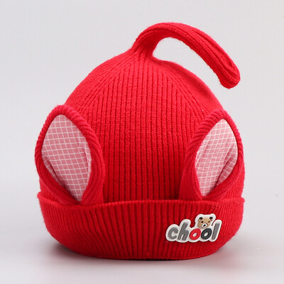 

Korean version autumn&winter baby childrens new knitting cotton Pullover hat rabbit ear letter cartoon fashion single hat