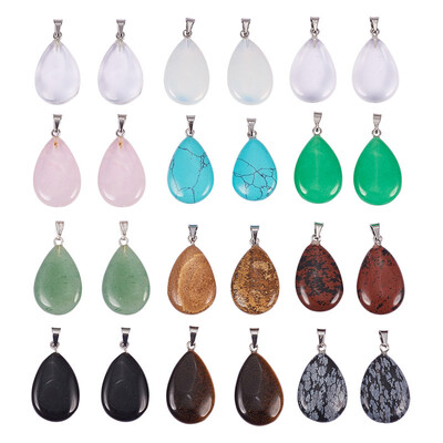 

PH PANDAHALL 24pcs Drop Natural Gemstone Pendants