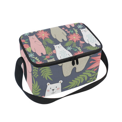 

ALAZA Lunch Box Insulated Lovely Bear Lunch Bag Large Cooler Tote Bagfor Men Women