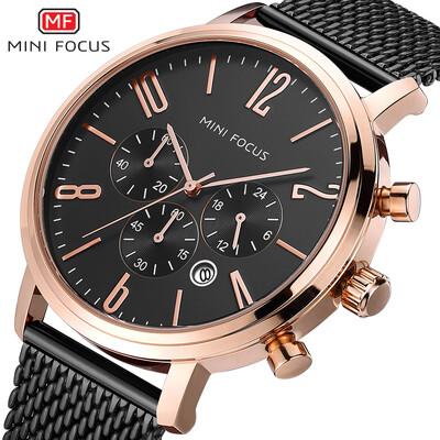 

MINI FOCUS Fox hot fashion multi-function mens watch steel mesh belt slim mens watch