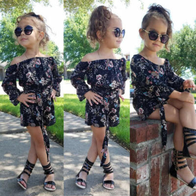 

US Fashion Toddler Baby Girl Off Shoulder Clothes Romper Bodysuit Sunsuit Outfit