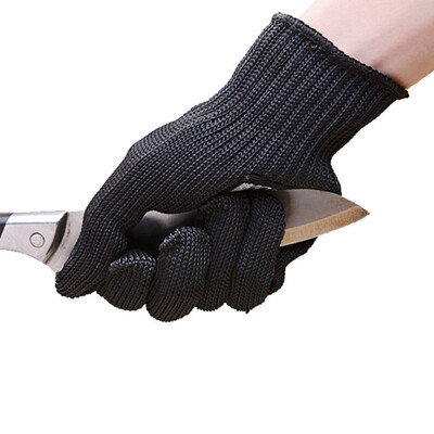 

1 Pair Black Working Safety Gloves Cut-Resistant Protective Wire Butcher Anti-Cutting Camping Gloves