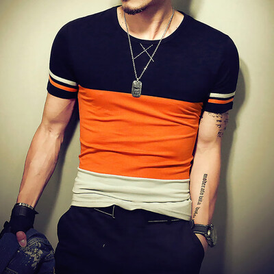 

Toponeto Fashion Mens Summer Fit Patchwork Short Sleeved T-shirt Tops Blouse