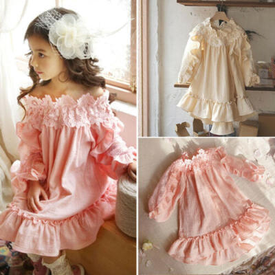 

US Princess Kids Baby Girl Dress Lace Floral Party Gown Bridesmaid Dress Clothes