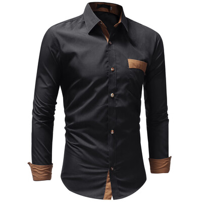 

Men\s Casual Fashion Solid Color Long Sleeve Shirt