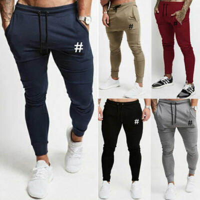 

US Mens Slim Fit Tracksuit Sport Gym Skinny Jogging Joggers Sweat Pants Trousers