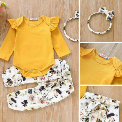 

Newborn Baby Girl Floral Clothes Jumpsuit Romper Bodysuit Pants Outfit Set AU