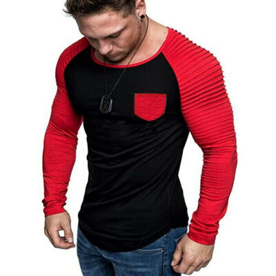 

New Fashion Mens Casual Gym T-shirt Slim Fit Muscle Long Sleeve Tee Tops Blouse