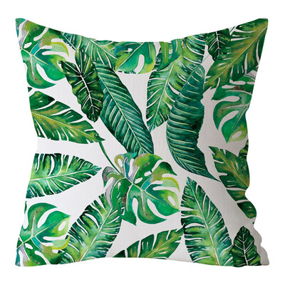 

〖Follure〗Green Leaf Printed Pillow Case Polyester Sofa Car Cushion Cover Home Decor