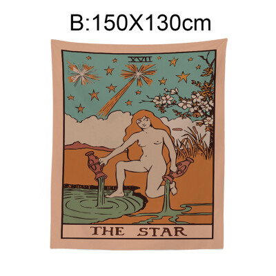 

Gobestart Tarot Tapestry The Moon Star Sun Medieval Europe Divination Wall Hanging Hot