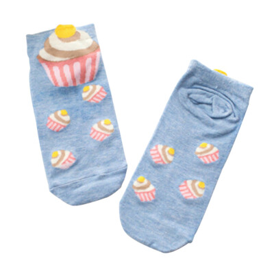 

High Quality New Cartoon Socks Lovely Sweet Cupcake Socks for Girls Women Children Casual Breathable Cotton Boat Socks