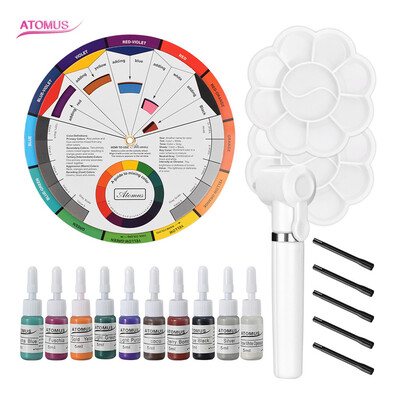 

〖Follure〗Professional Tattoo Nail Pigment 12 Color Wheel Paper Card Delivers Three