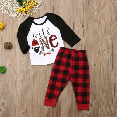 

Toddler Kids Baby Girl Shirt Plaid Tops Pants Leggings 2Pcs Outfits Clothes