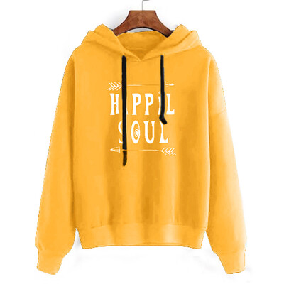 

Starmoon Women Casual Solid Letter Pattern Long Sleeve Hooded Pullover Sweatshirt