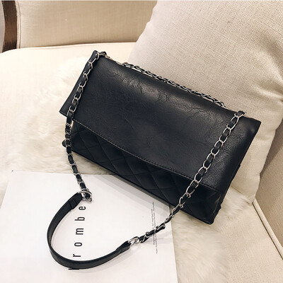 

Bag female 2019 new wave spring&summer Korean fashion casual rhombic line wild chain shoulder slung handbag