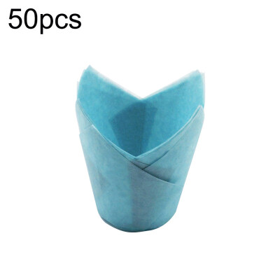 

50Pcs High Temperature Resistant Cake Paper Cup Tulip Muffin Baking Case Liners