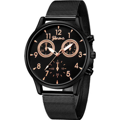 

GENEVA Men Luxury Sport Watch Mesh Band Stainless Steel Quartz Wristwatch Male Man Fashion Watches Erkek Kol Saati 2018