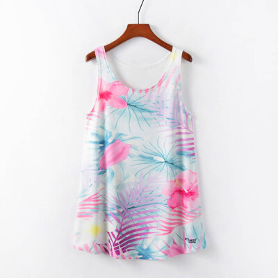 

Roseonmyhand Women Printed Sleeveless long Section Of the Large Shirt Tide T Top Vest