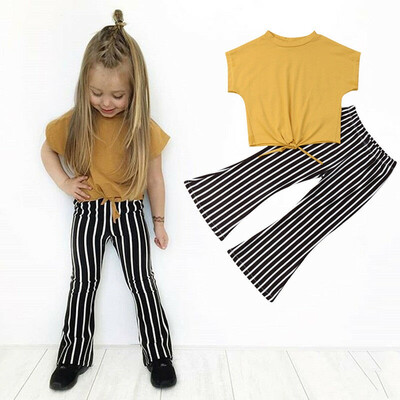 

2PCS Summer Kids Girls T-shirt TopsPants leggings Outfits Clothes Age 2-7Y