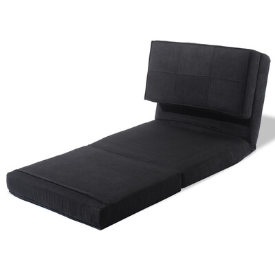 

Convertible Lounger Folding Sofa Sleeper Bed-Black