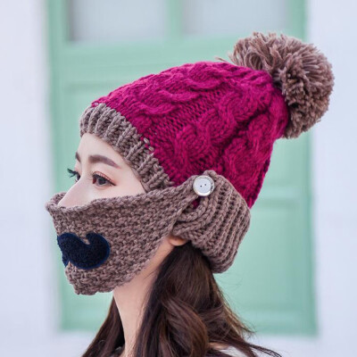 

Tailored Women Autumn Winter Outdoor Warm Fur Ball Hats Crochet Knit Holey Beanie Cap