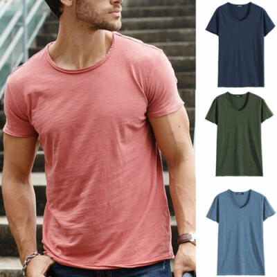 

Fashion Mens Casual Fit Short Sleeve Slim Muscle Bodybuilding T-shirt Tee Tops