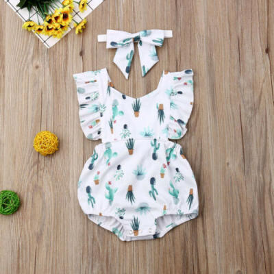 

US Newborn Infant Baby Girl Cotton Romper Jumpsuit Bodysuit Clothes Outfit Sets