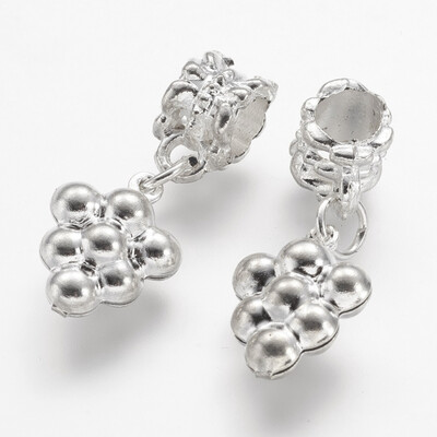 

Alloy European Dangle Beads Grape Large Hole Pendants Silver 27mm Hole 45mm
