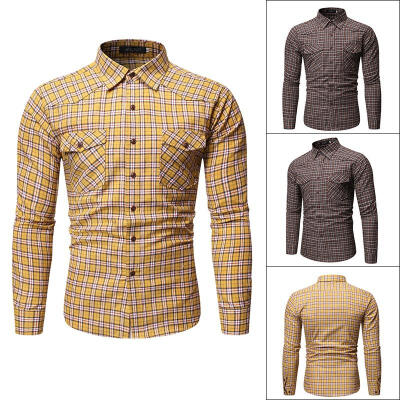 

Mens Long Sleeve Plaid Shirts Casual Button Down Slim Fit Dress T-shirts