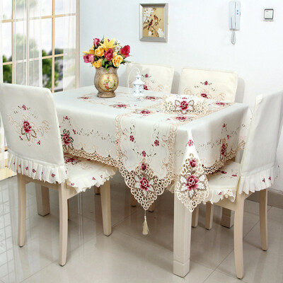 

Household Embroidery Table Cloth Hollow cover towel polyester tablecloth