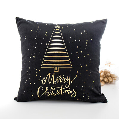 

Tailored Merry Christmas Gold Foil Printing Pillow Case Sofa Waist Throw Cushion Cover