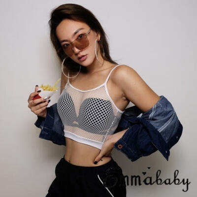 

Sexy See Through Tops Yarn Net Blouse Sexy Sheer Mesh Fishnet Crop Top T-Shirt
