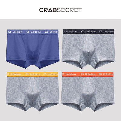 

Crab Secret Panties Mens Bright Embroidered Belt Mens Underwear Boxer Cotton Modal Blend Mid Waist Personality Tide 4 Pack New Blueberry Gray Black Gray Yellow Gray Orange