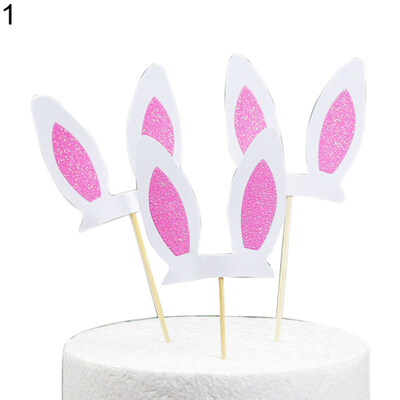 

3Pcs Happy Easter Rabbit Bunny Ears Glitter Powder Party Holiday Ornament Decor