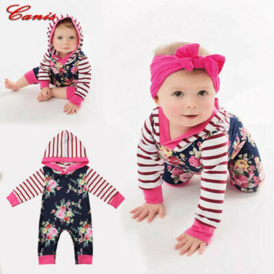 

Newborn Baby Kids Boy Girl Floral Hooded Romper Bodysuit Jumpsuit Clothes Outfit